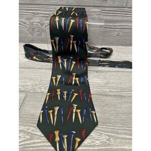 Ralph Lauren Chaps Mens Tie 100% Silk Necktie Made In USA Golf Tees Golfing